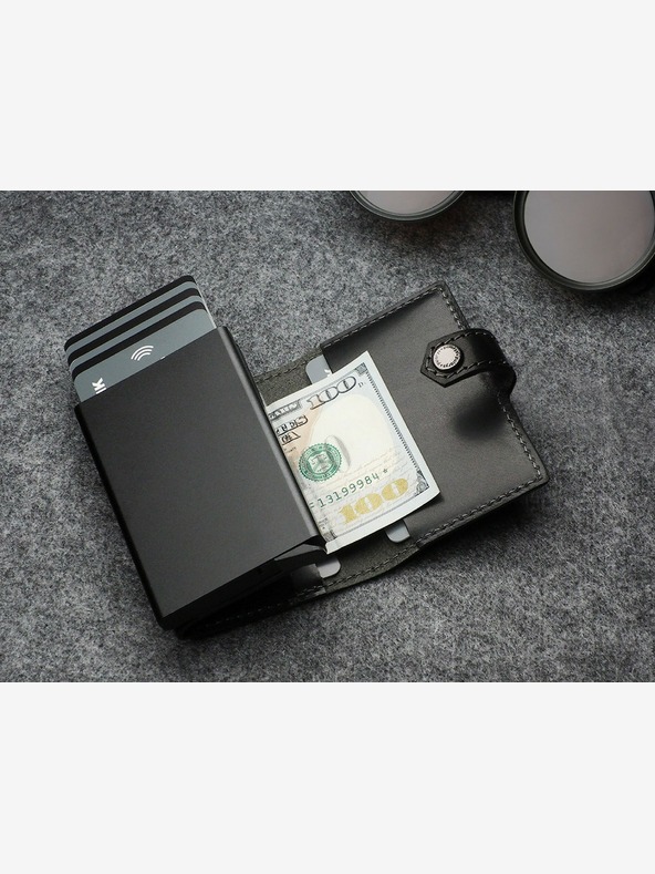 Pularys Pularys Férfi Hiker bőr pénztárca és kulcstartó ajándékcsomag Fekete 211314101