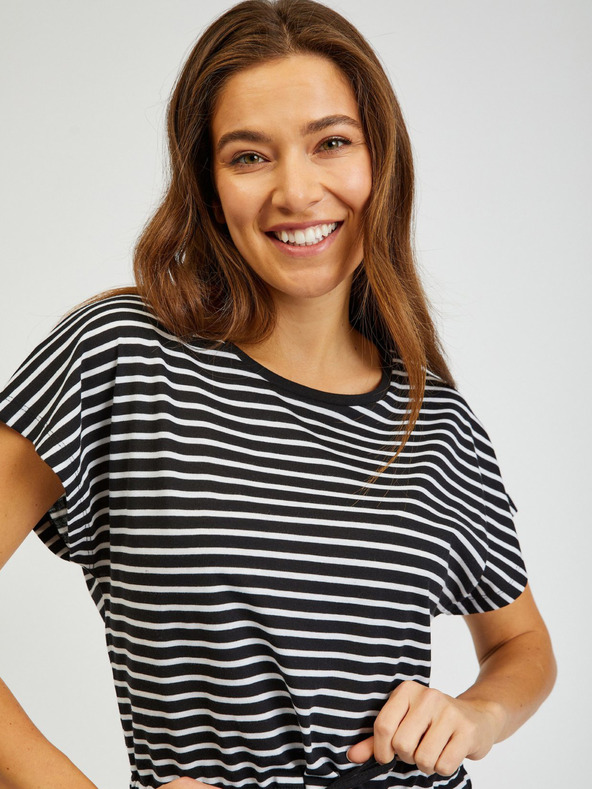 Sam 73 Fehér és fekete női csíkos ruha SAM73 Sagitta