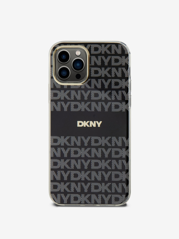 DKNY PC/TPU ismétlődő mintás tonális csíkos Magsafe hátlap iPhone 12/12 Pro fekete DKNY fekete DKNY