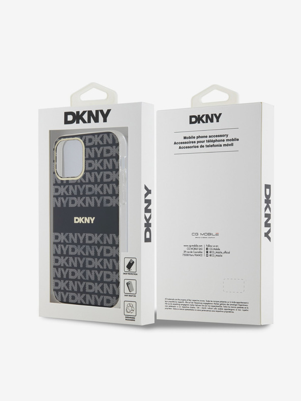 DKNY PC/TPU ismétlődő mintás tonális csíkos Magsafe hátlap iPhone 12/12 Pro fekete DKNY fekete DKNY