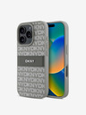 DKNY DKNY PU bőr ismétlődő mintás tonális csíkos hátlapi borító iPhone 16 Pro Max bézs színűhöz