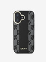 DKNY DKNY PU-bőrből készült kockás mintás Magsafe hátlap iPhone 16 Plus készülékhez Fekete