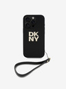 DKNY DKNY PU bőr Stack Logo csuklópánt hátlapi borító iPhone 16 Pro Max-hoz Fekete