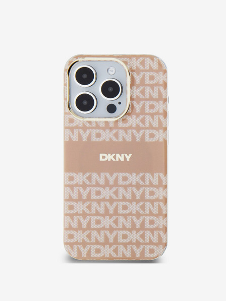 DKNY PC/TPU Ismétlődő mintás tonális csíkos Magsafe hátlap iPhone 14 Pro rózsaszín DKNY