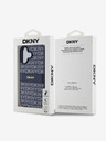DKNY DKNY PU bőr ismétlődő mintás, tónusos csíkos hátlapi borító iPhone 16-hoz Kék