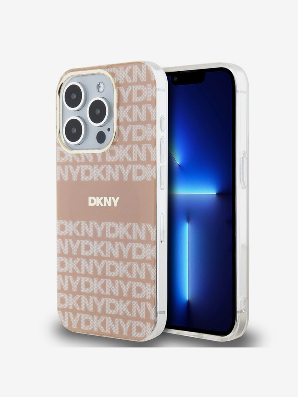 DKNY PC/TPU ismétlődő mintás tonális csíkos Magsafe hátlap az iPhone 14 Pro Max rózsaszín DKNY számára