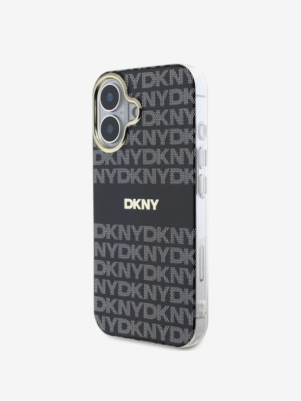 DKNY DKNY PC/TPU ismétlődő mintás, tónusos csíkos Magsafe hátlap iPhone 16-hoz Fekete