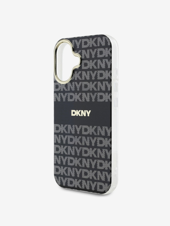 DKNY DKNY PC/TPU ismétlődő mintás, tónusos csíkos Magsafe hátlap iPhone 16-hoz Fekete