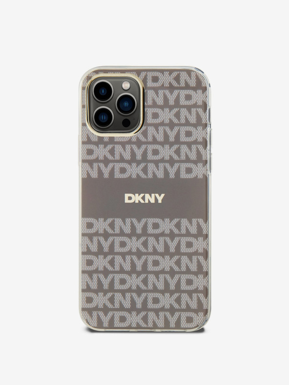 DKNY PC/TPU Ismétlődő mintás tonális csíkos Magsafe hátlap iPhone 12/12 Pro bézs DKNY