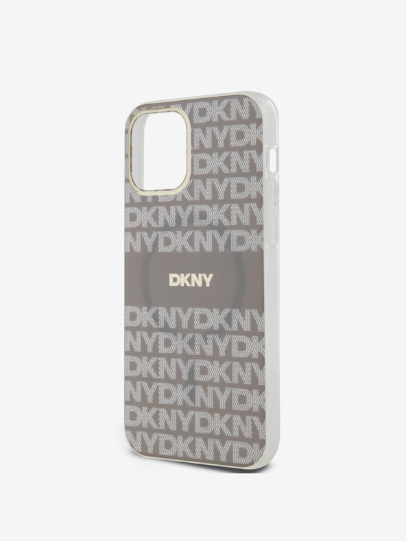 DKNY PC/TPU Ismétlődő mintás tonális csíkos Magsafe hátlap iPhone 12/12 Pro bézs DKNY