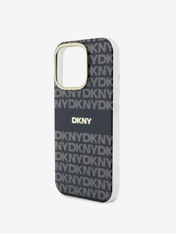 DKNY DKNY PC/TPU ismétlődő mintás, tónusos csíkos Magsafe hátlap iPhone 16 Pro-hoz Fekete