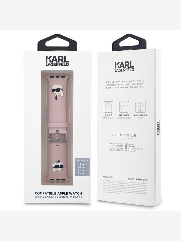 Karl Lagerfeld Karl Lagerfeld Karl és Choupette Head NFT szíj Apple Watch 42/44/45/46/49 rózsaszínű órához