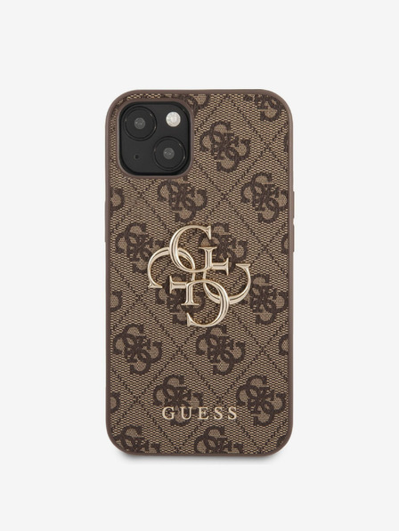 Guess Guess PU 4G fém logós hátlap az iPhone 13 barna modellhez Barna