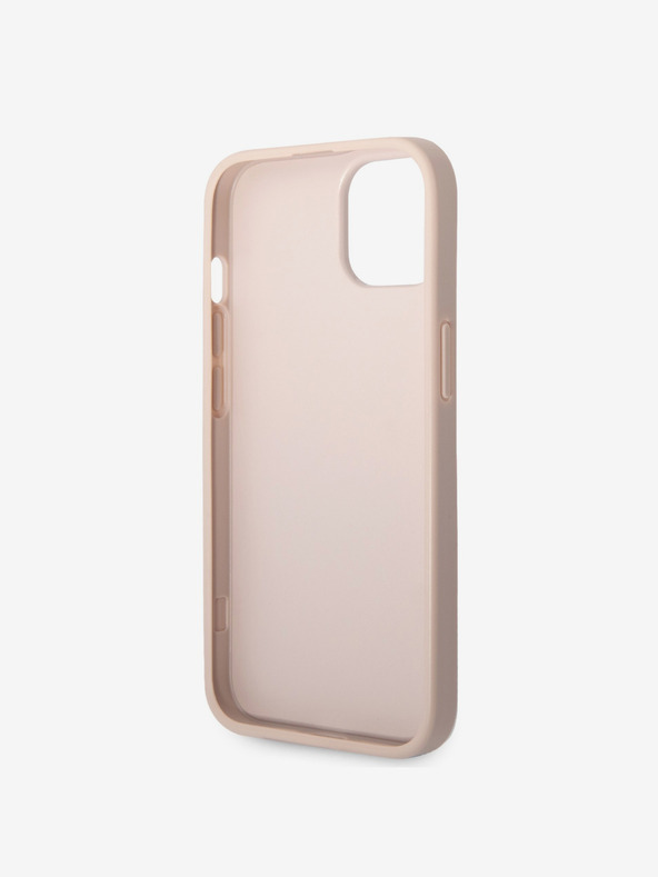 Guess PU 4G Metal Logo Zadní Kryt pro iPhone 15 Pink Telefontok