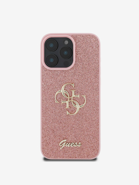 Guess Guess PU fix csillogó 4G fém logós hátlap iPhone 16 Pro Max készülékhez Rózsaszín