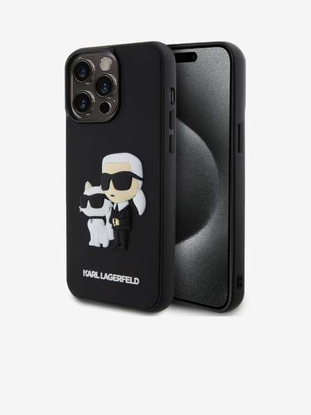 Karl Lagerfeld 3D gumiból készült Karl és Choupette hátlap iPhone 13 Pro Max-hoz Fekete Karl Lagerfeld 3D gumiborítású Karl és Choupette hátlap iPhone 13 Pro Max-hoz Fekete Karl Lagerfeld