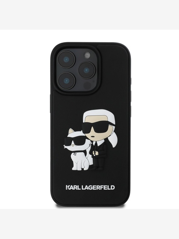 Karl Lagerfeld Karl Lagerfeld PU Saffiano Karl és Choupette hátlapi borító iPhone 16 Pro Max készülékhez Fekete