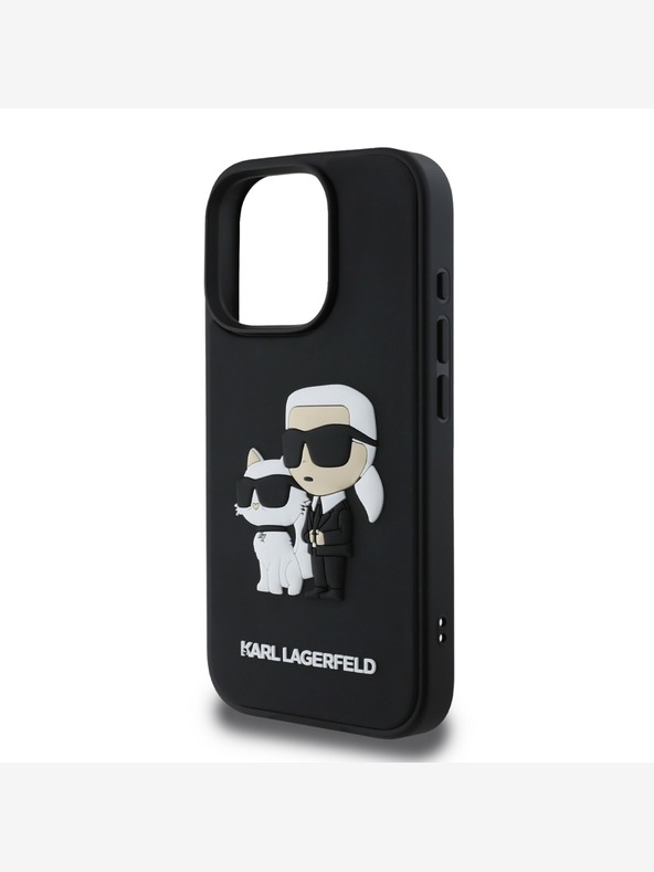 Karl Lagerfeld Karl Lagerfeld PU Saffiano Karl és Choupette hátlapi borító iPhone 16 Pro Max készülékhez Fekete