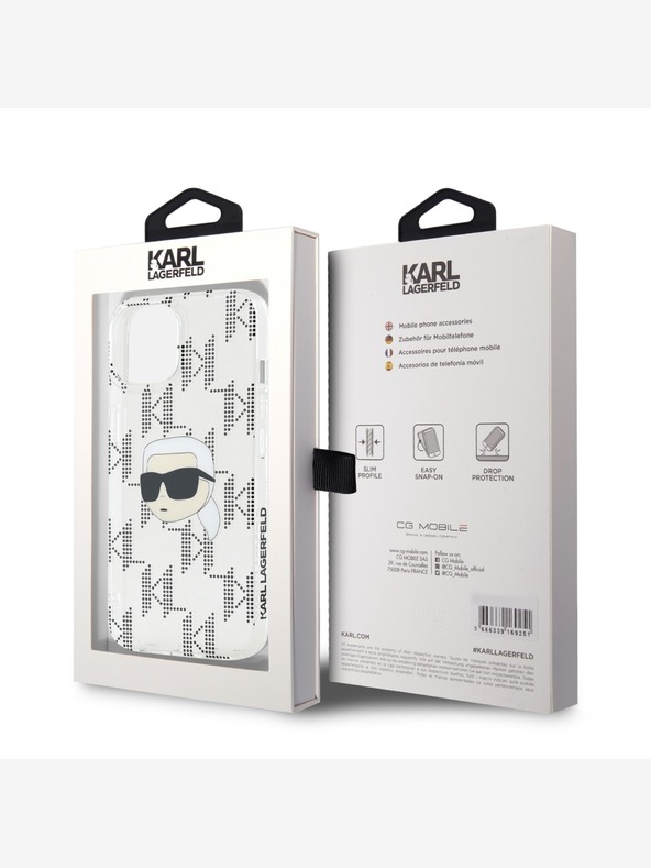 Karl Lagerfeld Karl Lagerfeld IML galvanizált Karl Head hátlap iPhone 15 készülékhez átlátszó átlátszó