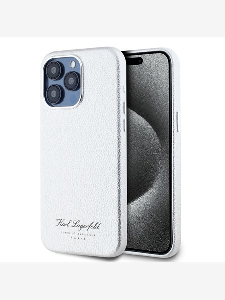 Karl Lagerfeld Szemcsés PU Hotel RSG hátlap az iPhone 15 Pro Max szürke Karl Lagerfeld szürke modellhez