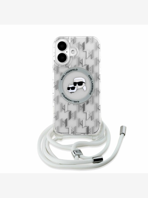 Karl Lagerfeld Karl Lagerfeld IML Monogram Keresztbőrönd K&CH Heads MagSafe hátlap iPhone 16-hoz átlátszó