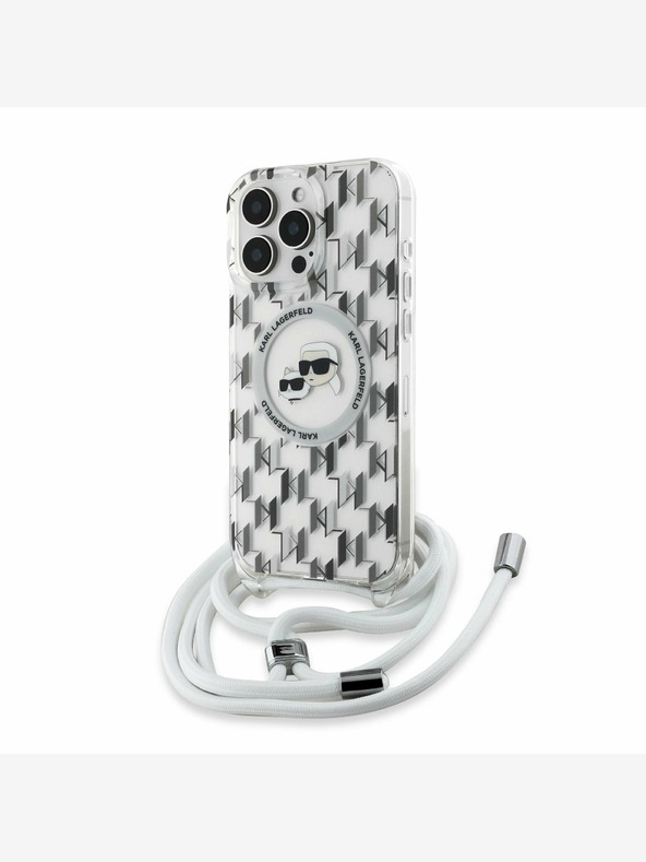 Karl Lagerfeld Karl Lagerfeld IML Monogram Kereszttest K&CH Heads MagSafe hátlapi borító iPhone 16 Pro-hoz Átlátszó
