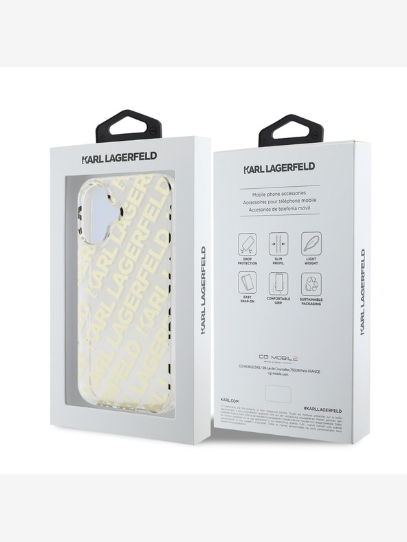 Karl Lagerfeld Karl Lagerfeld IML galvanizált ismétlődő logó hátlapi borító iPhone 16-hoz Arany
