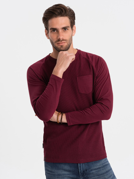 Ombre Clothing Férfi bordó alap póló zsebbel Ombre Clothing