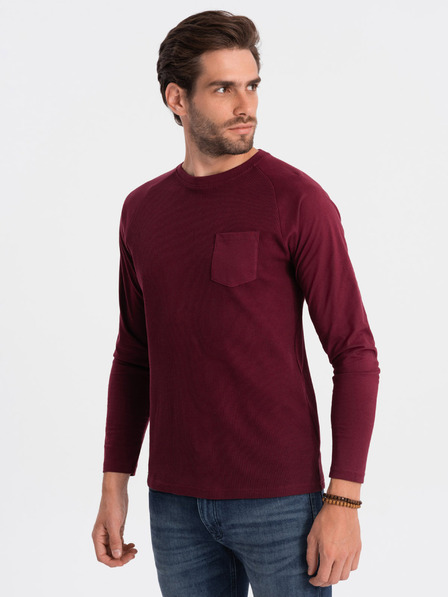 Ombre Clothing Férfi bordó alap póló zsebbel Ombre Clothing