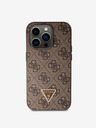 Guess Guess PU 4G Strass háromszög háromszög fém logós hátlap iPhone 15 Pro barna színű iPhone 15 Pro készülékhez