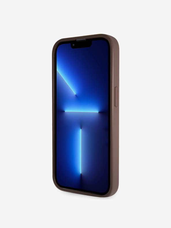 Guess Guess PU 4G Strass háromszög háromszög fém logós hátlap iPhone 15 Pro barna színű iPhone 15 Pro készülékhez