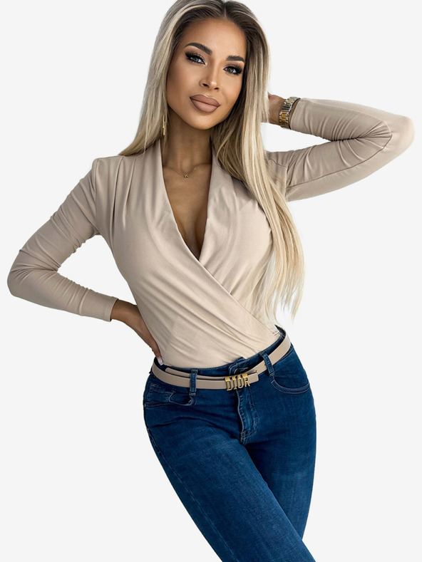 numoco Numoco bézs színű, női, nyakig érő női body Numoco