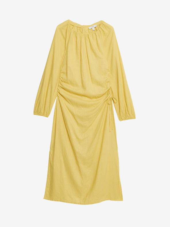 Marks & Spencer Folyékony midi ruha magas vászontartalommal és dekoratív részletekkel az oldalán Marks & Spencer arany színű