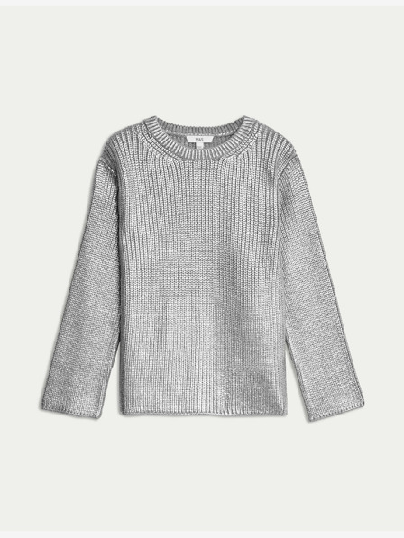 Marks & Spencer Bordázott, fémes, kerek nyakú pulóver Marks & Spencer ezüst