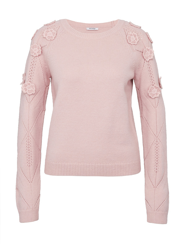 Orsay ORSAY Világos rózsaszín női pulóver virágos applikációval