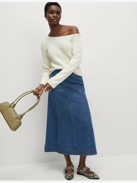 Marks & Spencer Denim midi szoknya díszvarrással Marks & Spencer tengerészkék