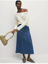 Marks & Spencer Denim midi szoknya díszvarrással Marks & Spencer tengerészkék