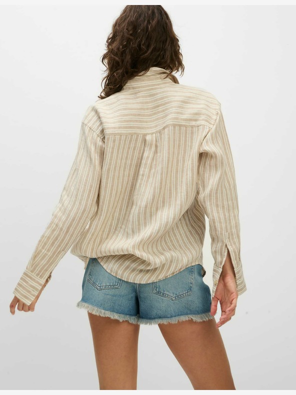 Marks & Spencer Túlméretezett, galléros, barátnős stílusú póló, tiszta vászon Marks & Spencer bézs színben