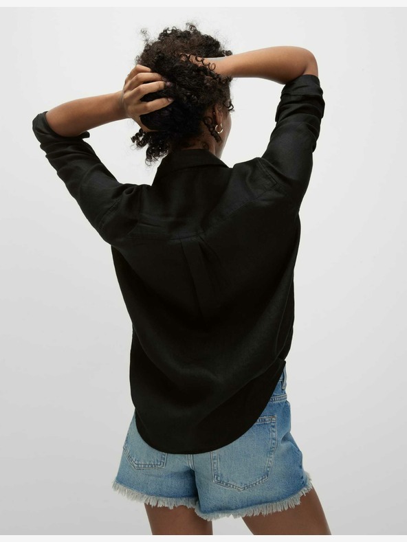 Marks & Spencer Túlméretezett, barátnős stílusú ing gallérral, tiszta lenvászonból Marks & Spencer fekete