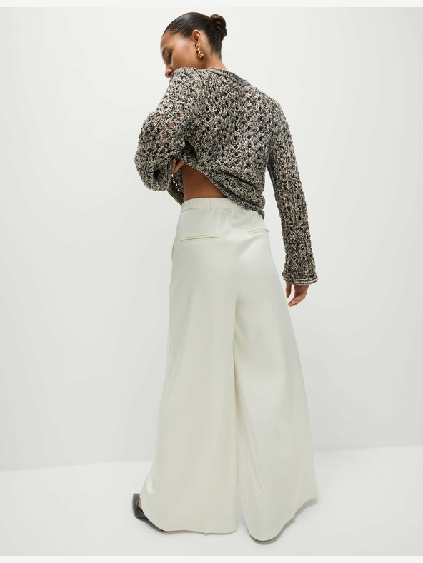 Marks & Spencer Szatén palazzónadrág, elasztikus derékkal Marks & Spencer krémszínű