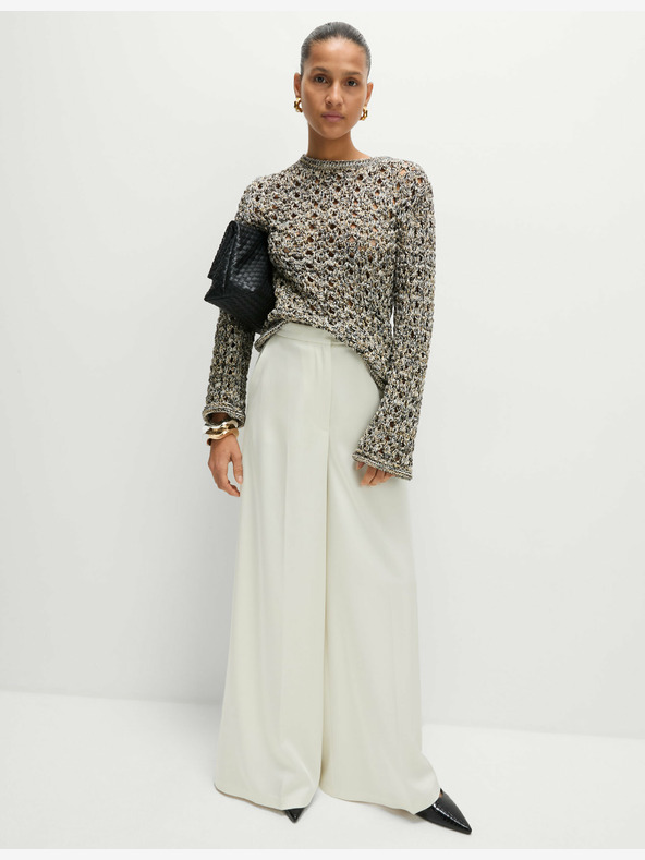 Marks & Spencer Szatén palazzónadrág, elasztikus derékkal Marks & Spencer krémszínű