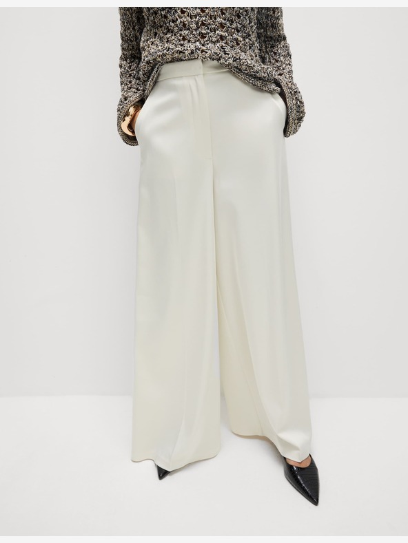 Marks & Spencer Szatén palazzónadrág, elasztikus derékkal Marks & Spencer krémszínű