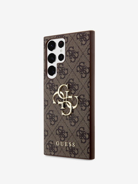 Guess Guess PU 4G fém logós hátlap Samsung Galaxy S23 Ultra barna