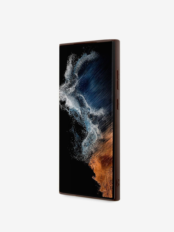 Guess Guess PU 4G fém logós hátlap Samsung Galaxy S23 Ultra barna