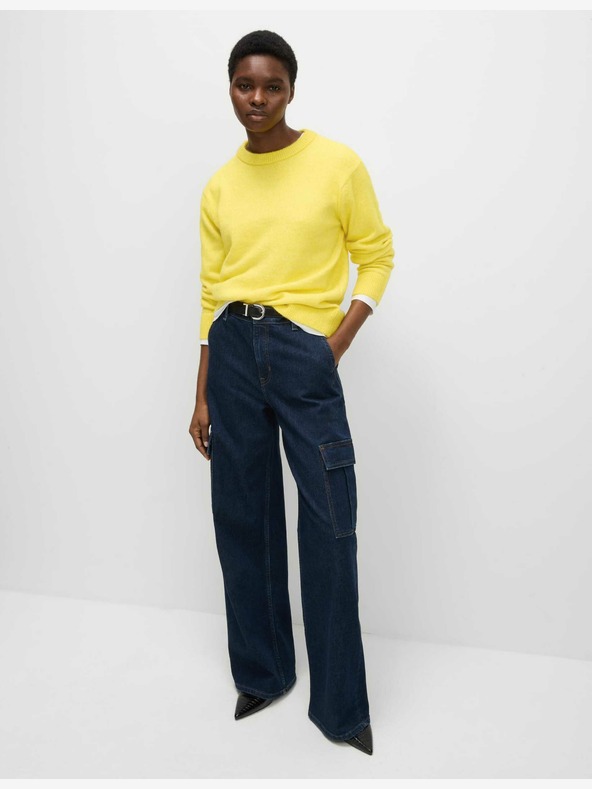 Marks & Spencer Laza textúrájú alpaka gyapjú pulóver Marks & Spencer sárga