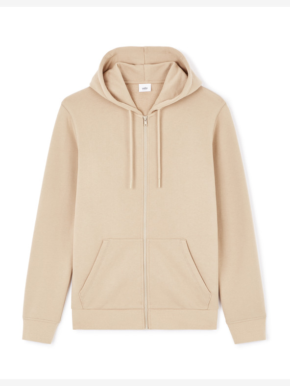 Celio Bézs férfi cipzáras kapucnis pulóver Celio Fethree