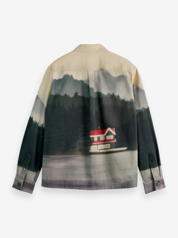 Scotch & Soda Bézs és zöld férfi mintás póló dzseki Scotch & Soda