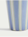 Marks & Spencer Csíkos, fésűs csíkos kerámiaváza Marks & Spencer kék színben