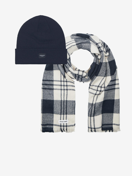 Jack & Jones Jack & Jones Frost férfi sötétkék sapka és sál szett