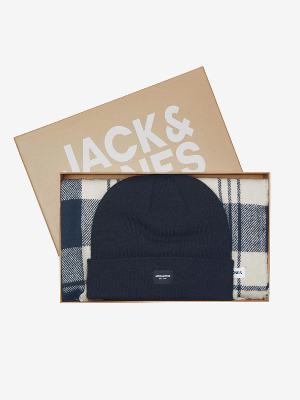 Jack & Jones Jack & Jones Frost férfi sötétkék sapka és sál szett